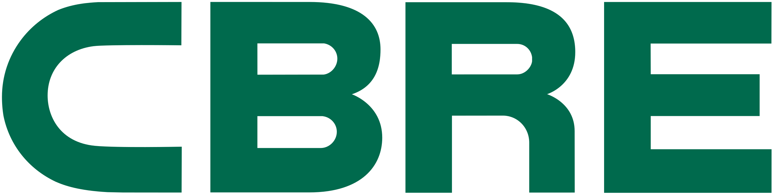 CBRE company logo in green letters.